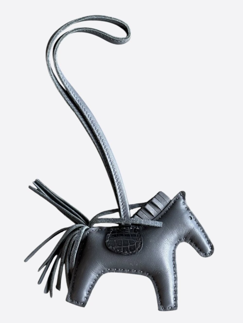 Hermes Grey & Black Crocodile Rodeo Bag Charm